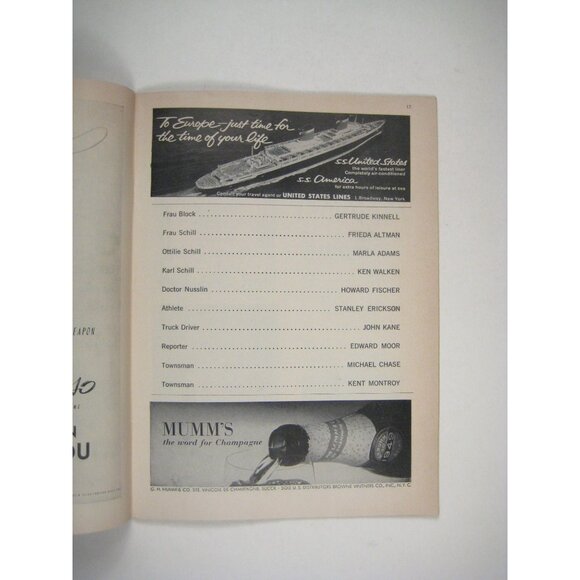 The Visit Playbill 1959 Alfred Lunt Lynn Fontaine Peter Brook Morosco Theatre - Picture 6 of 8
